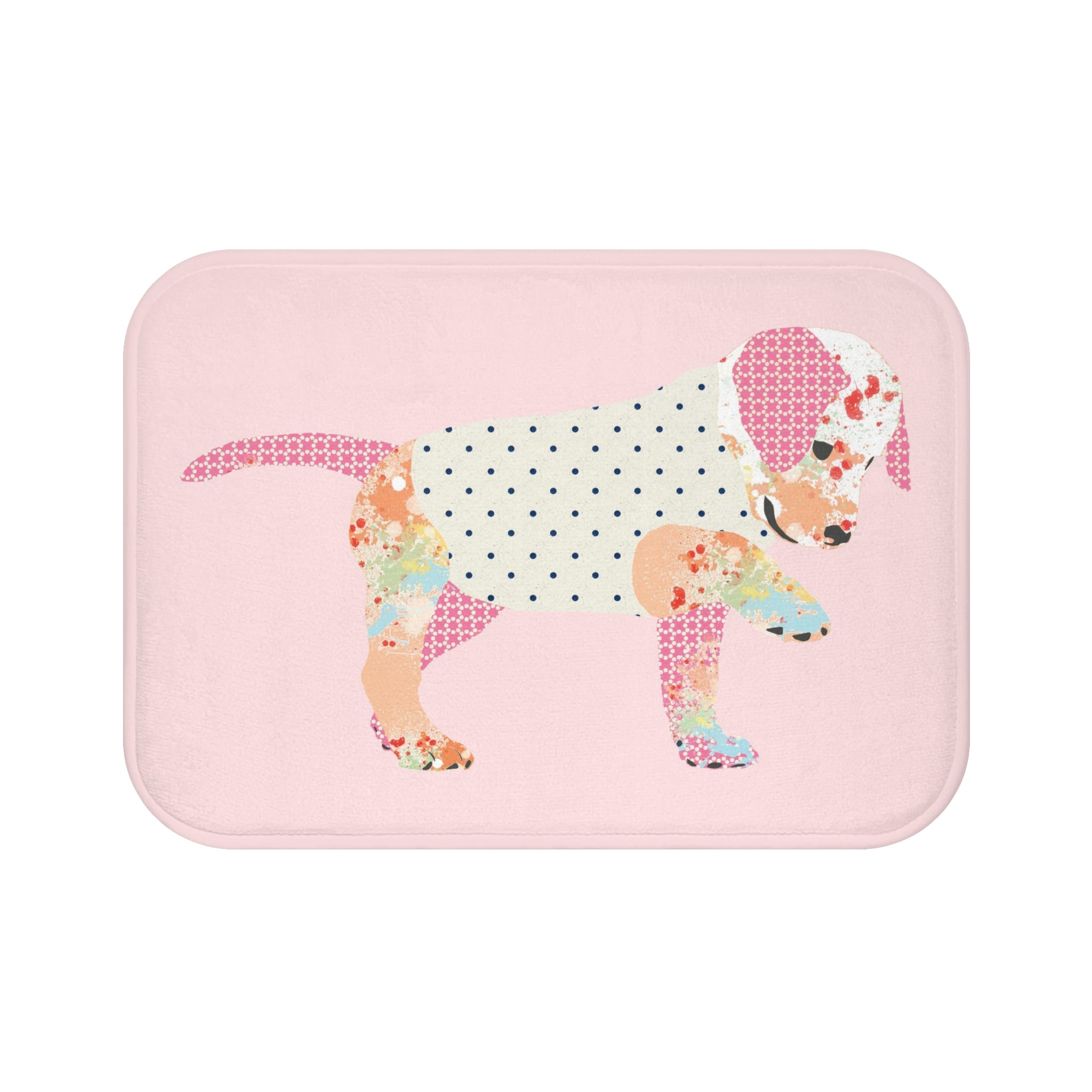 Large pink puppy bath mat memory foam non slip kids bathroom rug