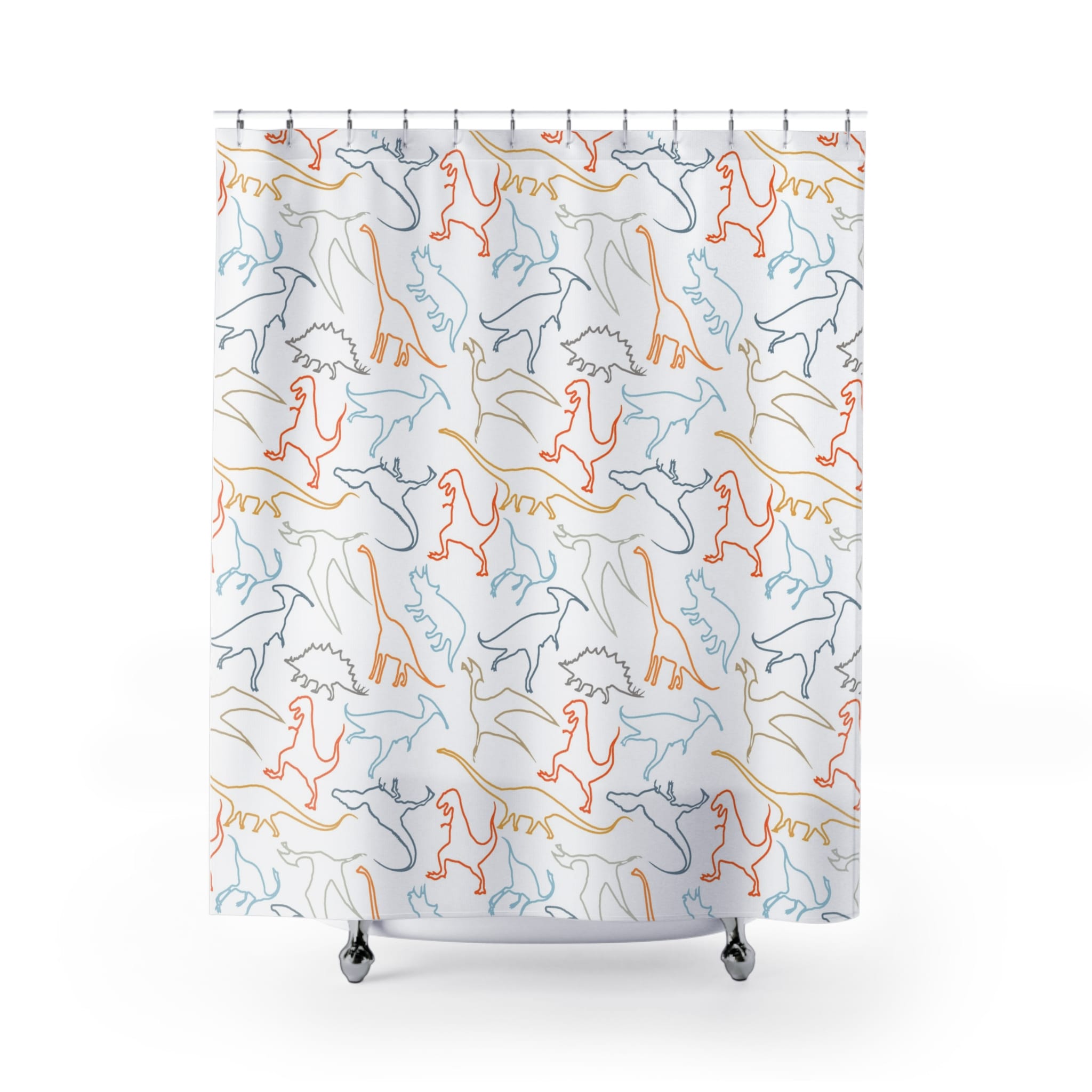 Kids Dinosaur Shower Curtain - Retro Dino Bathroom Decor - Image 5