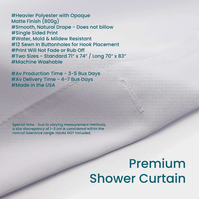 Ozscape Designs Premium Shower Curtain Details