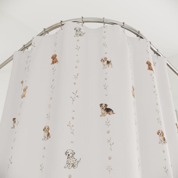 puppy-dog-kids-fabric-shower curtain