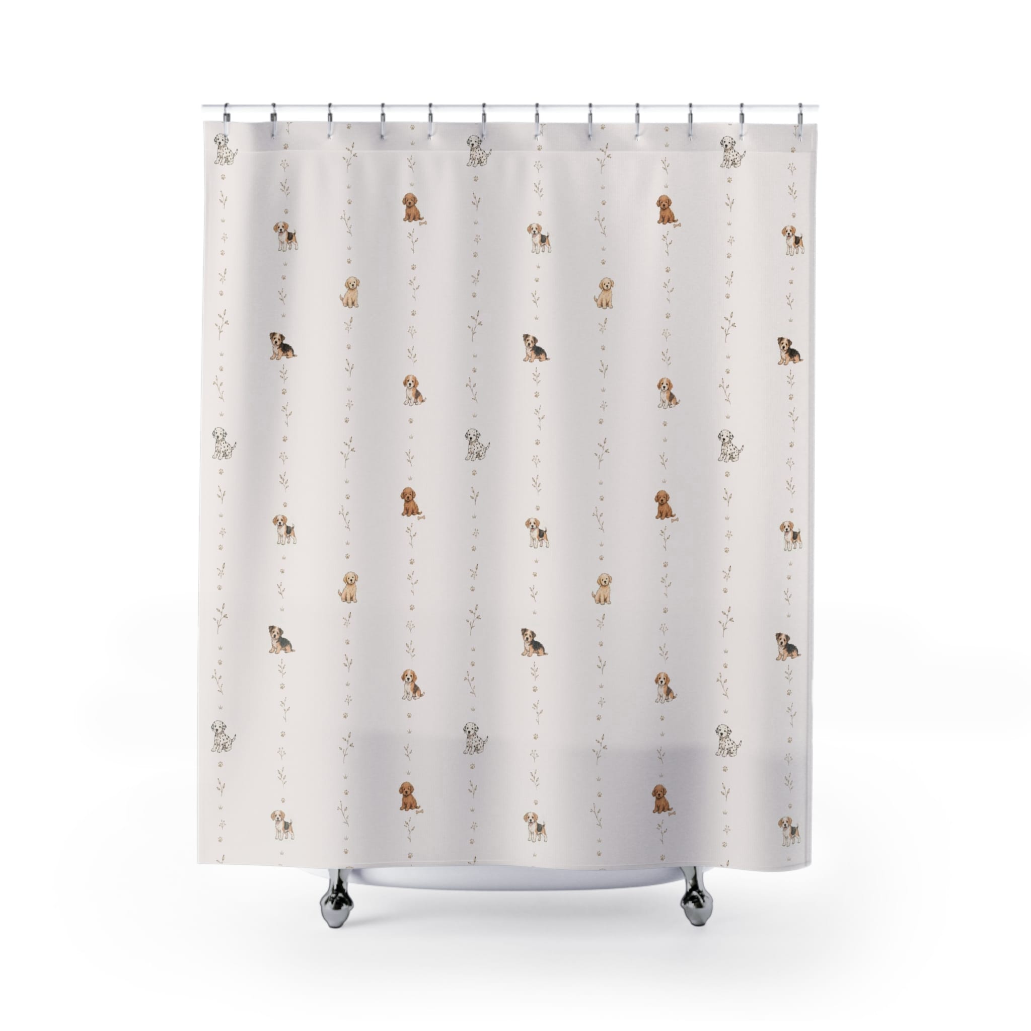 Childrens Bathroom Shower Curtain With Cute Puppy Dog Stripe - Image 5