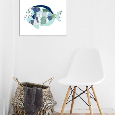Abstract Blue Fish Wall Art Print