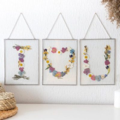 Pressed flowers wall hanging