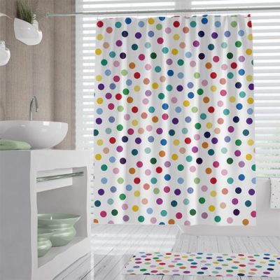 colorful Polka dot shower curtain set