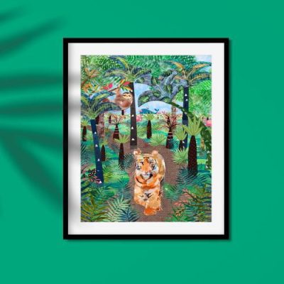 Tiger Jungle bathroom wall art print